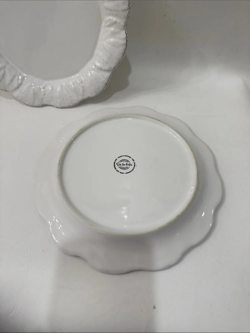 Sur La Table Cabbage 2 White Porcelain Scalloped Ruffled 8 In Bread Plate Sauce